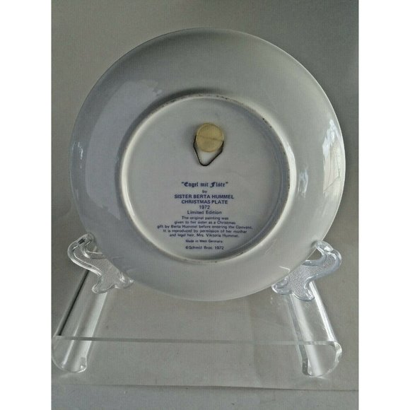 Vintage Bertha Hummel Plate Christmas 1972 ENGEL MIT FLOTE Ltd.Ed.Schmid - Picture 2 of 5